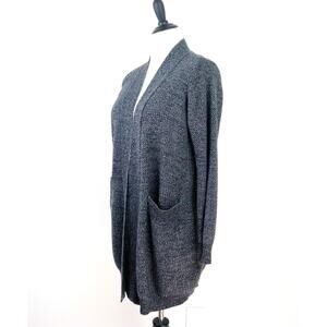 Victoria's Secret Size M Shimmer Knit Open Front Cardigan Black Silver